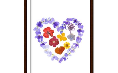 Pressed Flower Heart Art